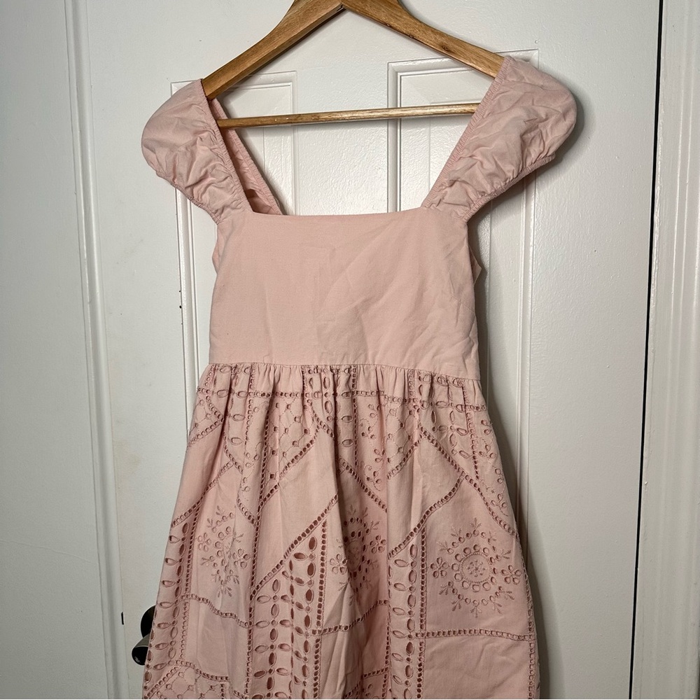 NWT Hatch Maternity Ivy Eyelet Dress Blush Midi Summer Baby Shower Gender Reveal - Picture 3 of 6